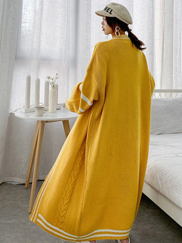 Urban Loose Cardigan-Mantel mit Streifen in Kontrastfarbe 