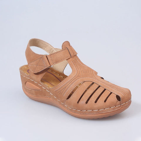 Women's Sandals Summer Rome Vintage  Hollow out Wedge Heels Platform Ladies Shoes Hook Loop Embroidery Sewing Female Sandal