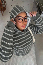 Striped Colorblock Pullover Hoodie