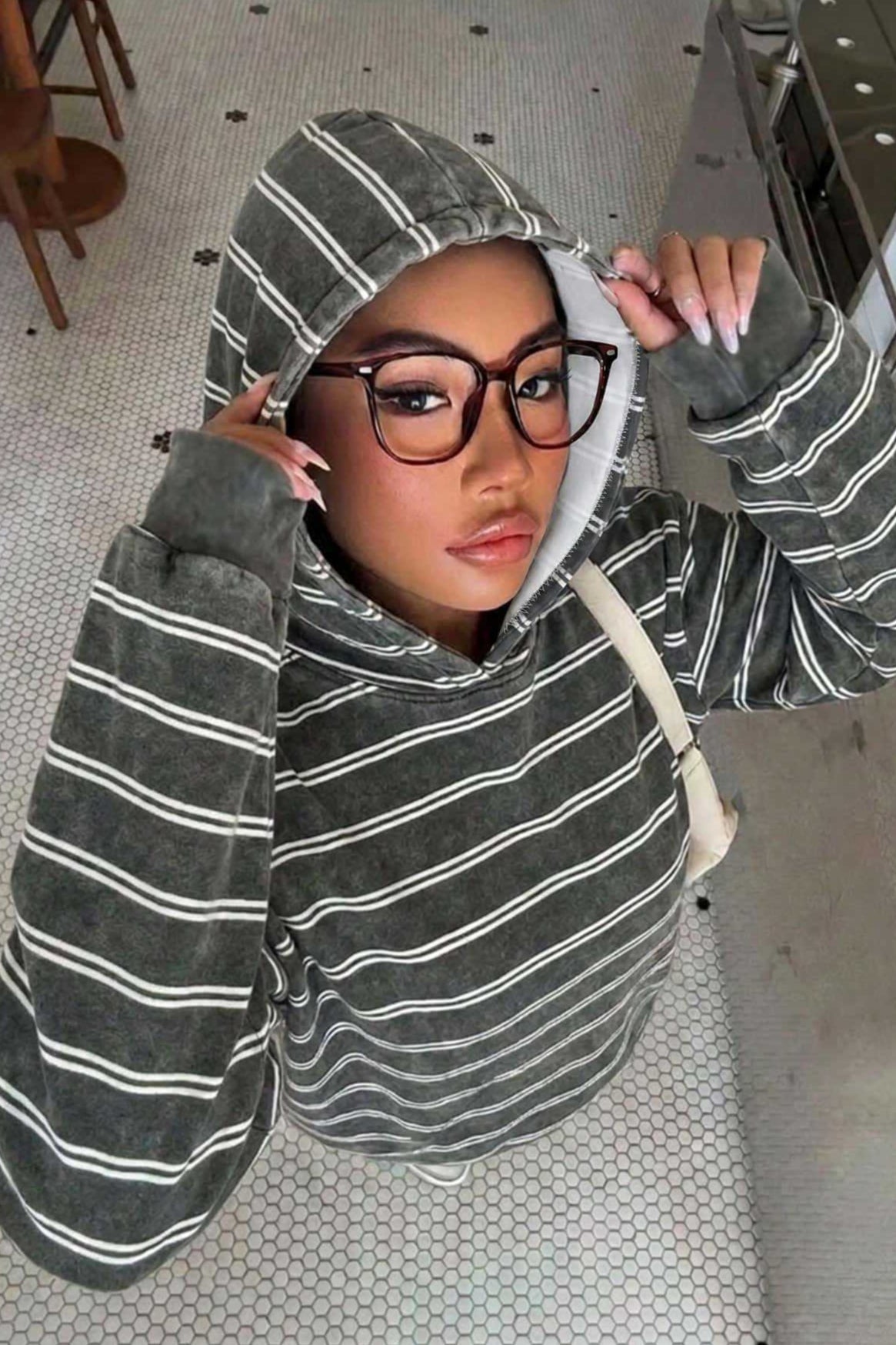 Striped Colorblock Pullover Hoodie