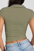 Polo Collar Button Slim T-shirt