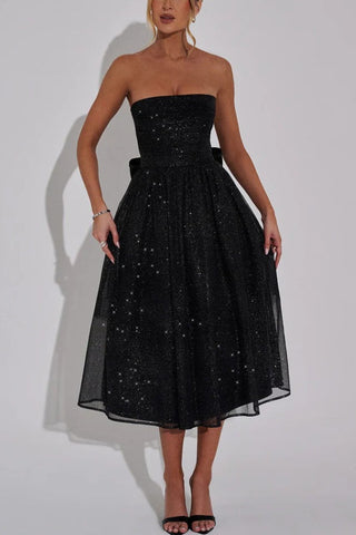 Sexy schulterfreies, rückenfreies Maxikleid mit Schleife