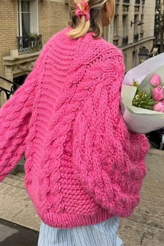 Round Neck Oversized Cable Knit Sweater
