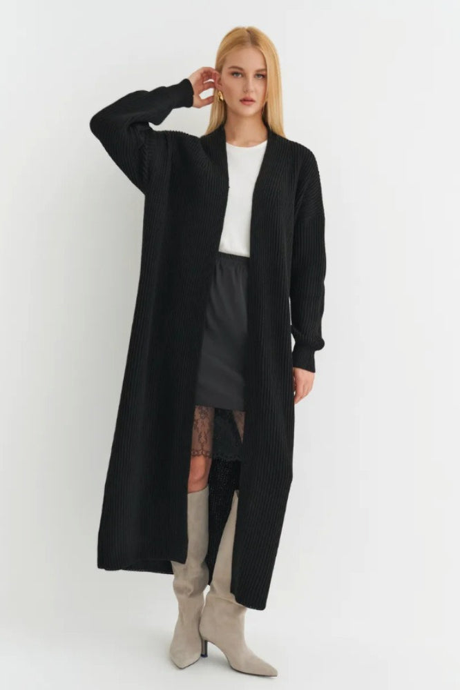 Oversized Long-Length Knit Cardigan