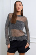 Loose Hollow Out Wool Blend Knit Blouse