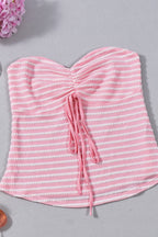 Striped Backless Tube Slim Blouse