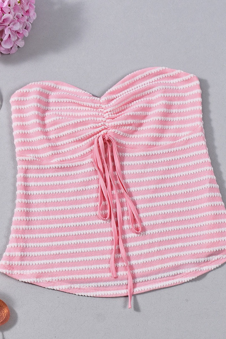 Striped Backless Tube Slim Blouse