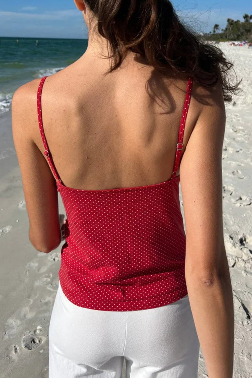 Ruffled Polka Dot Casual Cami Top