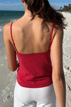 Ruffled Polka Dot Casual Cami Top
