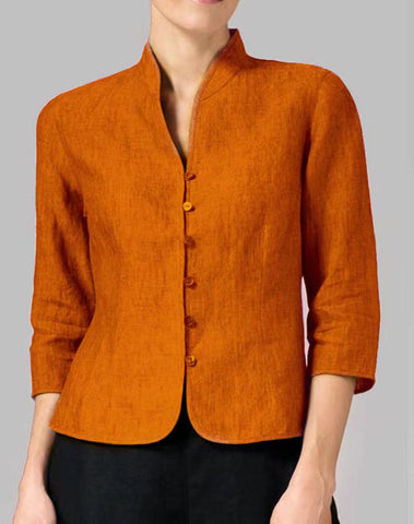 Schlanker, modischer Mantel aus Baumwolle und Leinen 