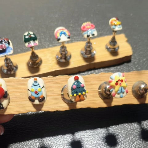 Hot SaleCute Christmas Tree 3D NailHandmade Artificial Gel Nail Press-On Nails