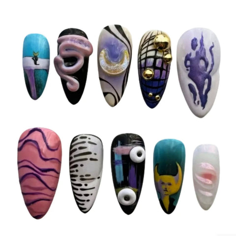 3D Line NailsCarefully designed pure handmade press-on gel nails