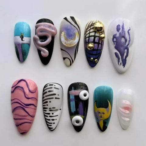 3D Line NailsCarefully designed pure handmade press-on gel nails