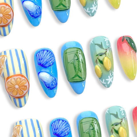 Bananas and LemonsCarefully designed pure handmade press-on gel nails