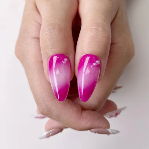 Pink White 3D NailsCarefully designed pure handmade press-on gel nails