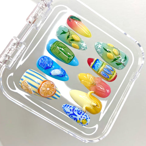 Bananas and LemonsCarefully designed pure handmade press-on gel nails