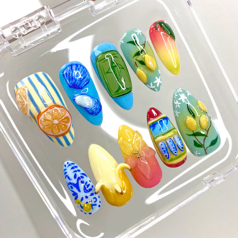 Bananas and LemonsCarefully designed pure handmade press-on gel nails