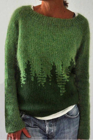 Suéter de punto Meridress con cuello redondo y estampado de árbol (en 2 colores)