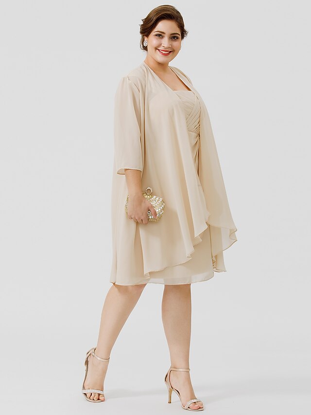 A-Linien-/Prinzessinnen-Kleid mit Spaghettiträgern und knielanger Passform für die Mutter der Braut 