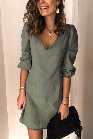 Meridress Niki V Neck Elastic Cuff Sleeve Mini Dress