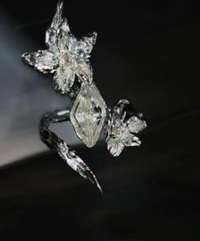 Anillos vintage de seda con gemas de cobre y pajaritos 
