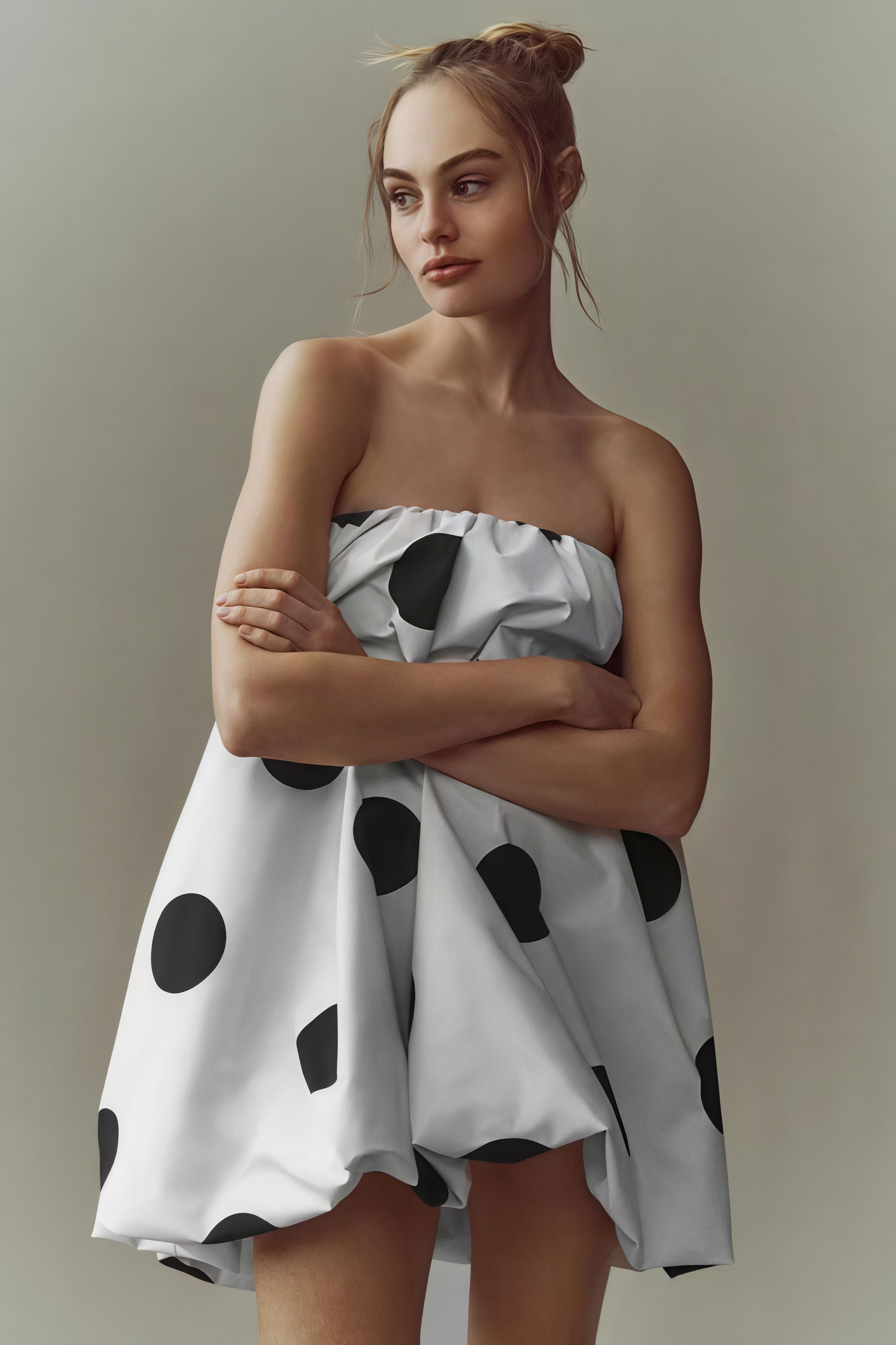 Sexy Polka Dot Print Tube Top Mini Dress