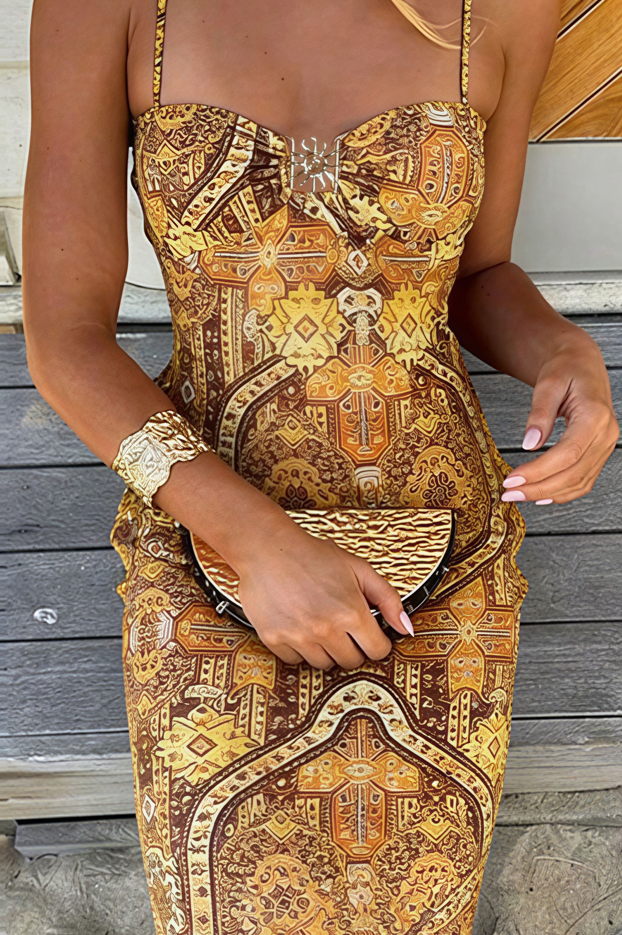 Boho Print Halter Bodycon Stretchy Maxi Dress