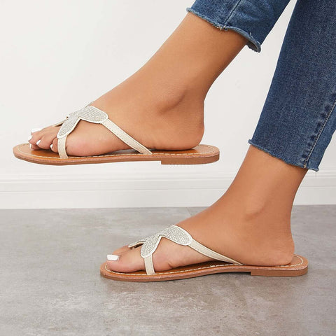 Glitzernde Flip-Flops Strandpantoffeln Slide Sandalen 