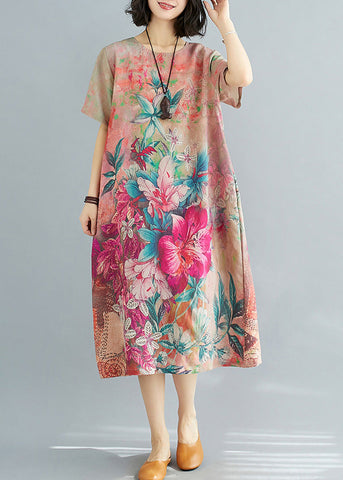 Französisches rotes O-Ausschnitt-Kuschel-Party-Chiffon-langes Kleid Sommer 