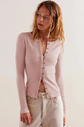 Slim Long Sleeve Ribbed Cardigan