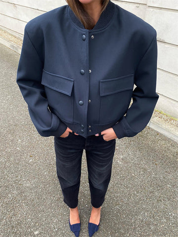 Tossy Herbst Frauen Strickjacke Jacken Mode Hohe Taille Langarm Tasche Streetwear Solide Patchwork Outwear Damen Y2k Mantel Neue 