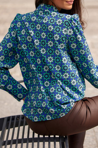 Elegante Patchwork-Oberteile mit Hemdkragen 