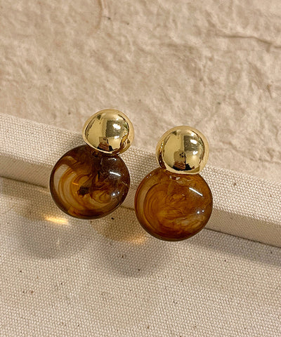 Boho Coffee Copper Alloy Planchet Stud Earrings