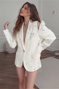Relaxed Fit Hollow Print Blazer
