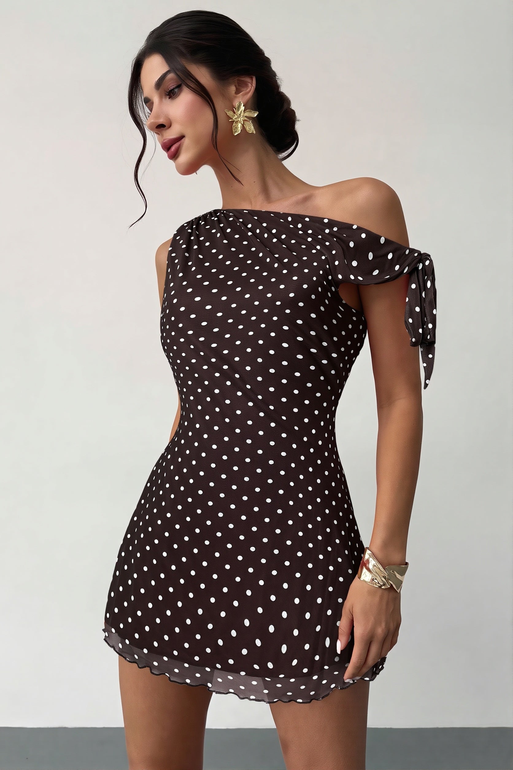 Sexy Floral Print Waist Cinched Mini Dress