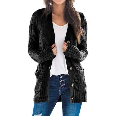 Herbst Winter Frauen Kleidung Casual Strickjacke Mantel Einfarbig Twist Taste Strickjacke Pullover Frauen 