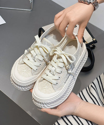Comfy Splicing Platform Flat Shoes For Women Black Breathable Mesh
