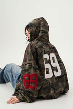 Camo Zip Oversized Street Hoodie