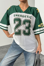 Fashion Loose Street Print Color Block Sporty T-shirt