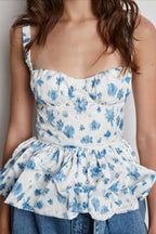 Floral Print Ruched Waist Slim Cami Top