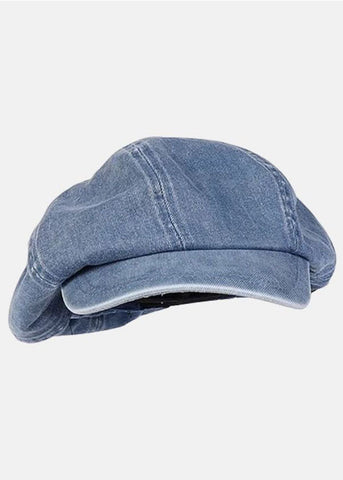 Sombrero bretón de algodón con parches de mezclilla azul claro para mujer 