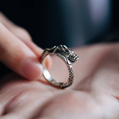Sterling Silver Dragon Personalized Vintage Bully Ring