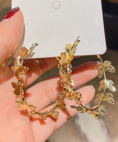 Mode Gold Sterling Silber Overgild Schmetterling C-förmige Creolen 