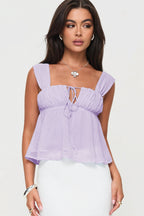 Square Neck Lace-Up Cami Tank Top