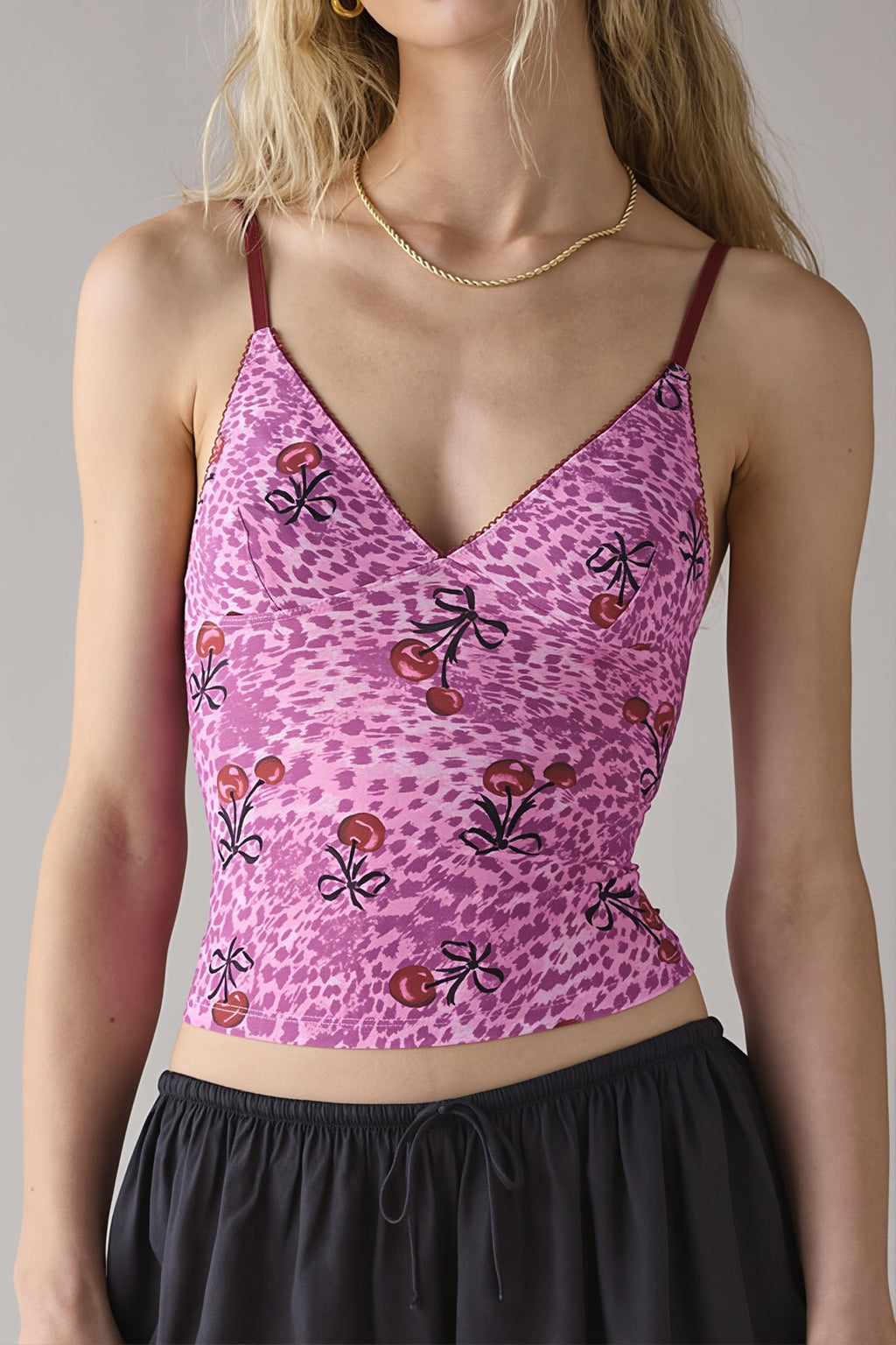 Retro Mesh Slim Lace Cami Top
