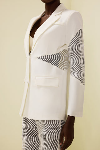 Wavy Line Jacquard Blazer