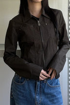 Zip Up Solid Color Utility Jacket
