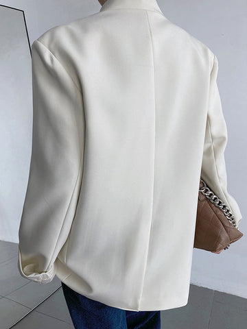 Blazer vintage holgado con botones en blanco y negro 