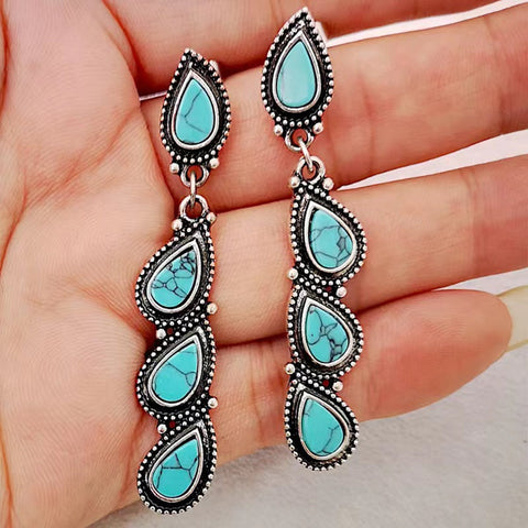 Pendientes de patchwork geométrico de moda 