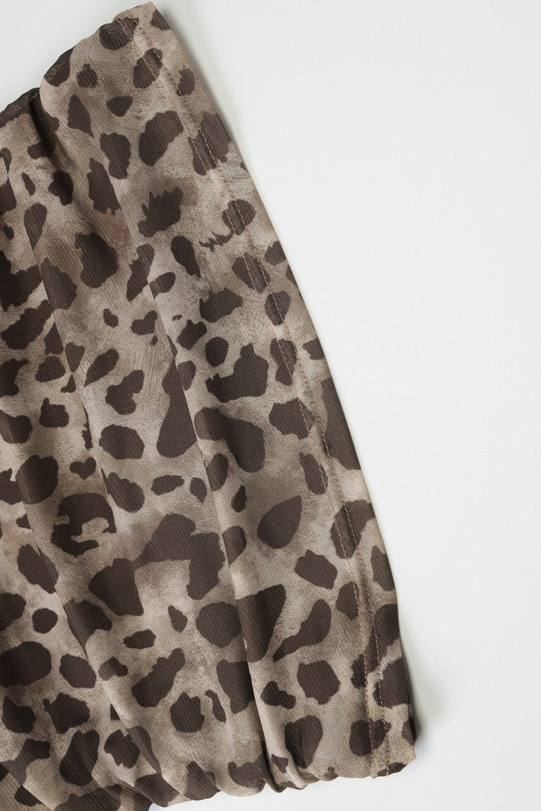 Leopard Asym Shoulder Sleeveless Halter Top
